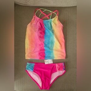 NWOT Cat & Jack Rainbow Kids Bikini Set(never worn top w/o tag & bottom has tag)
